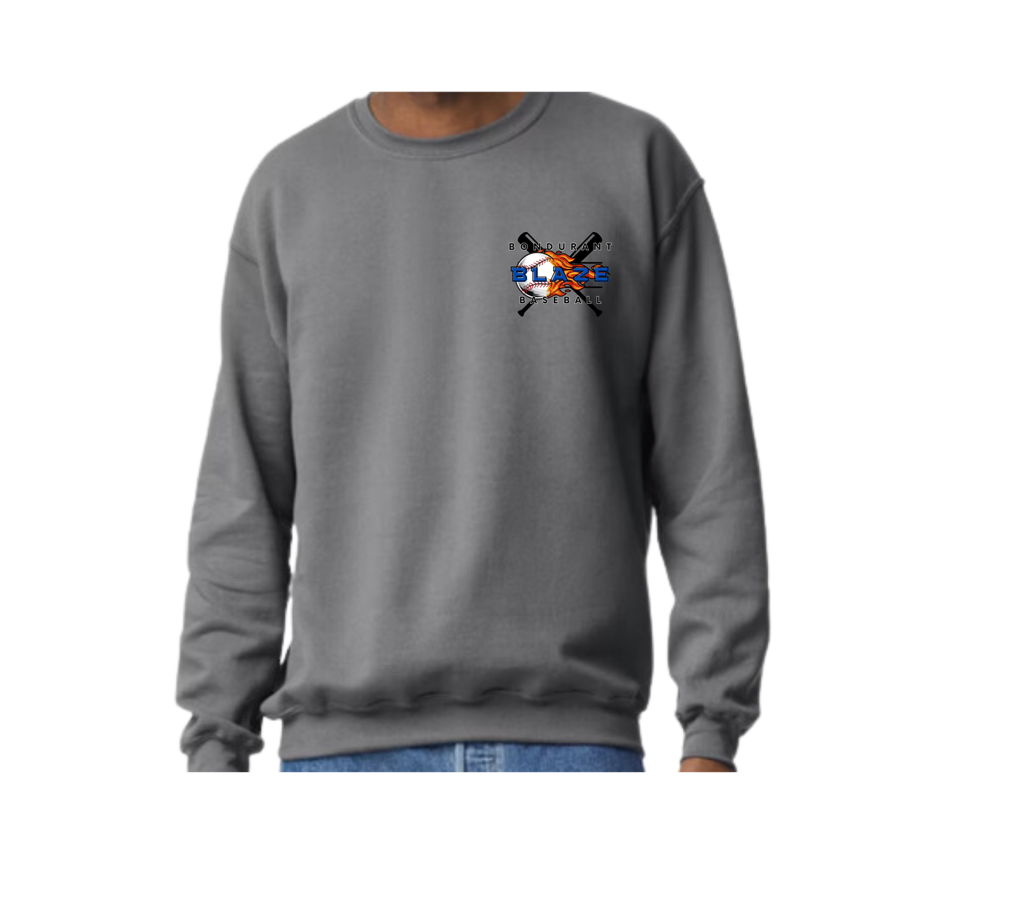 Bondurant Blaze Logo 1, Pocket Crewneck Youth-XL