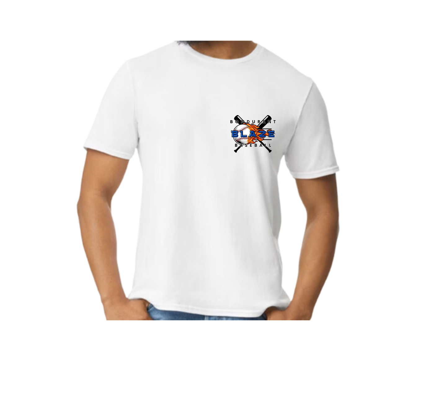 Bondurant Blaze Logo 1, Comfort Color Brand - Pocket T Shirt Youth-XL